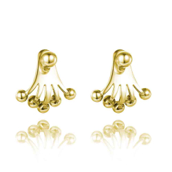 Pendiente Plata Lisa Pendientes Ear Jacket - Bolitas 14 mm - Bañado Oro y Plata Rodiada