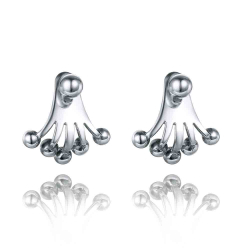 Silver Earrings Ear Jacket Earrings - Ball 14 mm - Gold Plated and Plata Rodiada