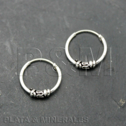 Boucles D'Oreilles Argent Lisse Boucles d'oreilles Bali - Anneaux Bali 12 mm - 5 unités - Argent