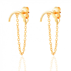Ohrringe Glattes Silber Ohrringe Ear jacket - Kette und Stab - 12 mm - Vergoldet und rhodiniertes Silber