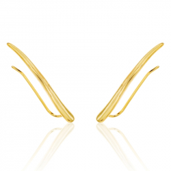 Ohrringe Glattes Silber Ranken-Ohrringe Gewellt - 29 mm - Vergoldet und rhodiniertes Silber