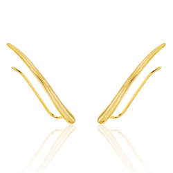 Silver Earrings Wavy Climber Earrings - 29 mm - Gold Plated and Rhodium Silver
