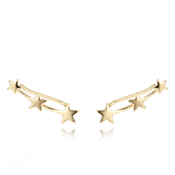 Silver Earrings Star Climber Earrings - 29 mm - Gold Plated and Rhodium Silver