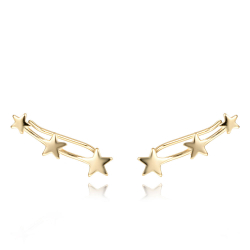 Pendiente Plata Lisa Pendientes Trepador Estrella - 20 mm - Bañado Oro y Plata Rodiada