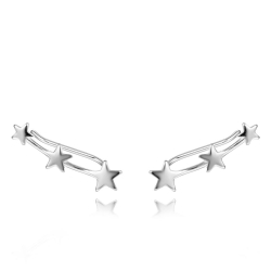 Pendiente Plata Lisa Pendientes Trepador Estrella - 20 mm - Bañado Oro y Plata Rodiada