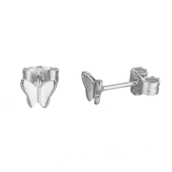 Pendiente Plata Lisa Pendientes Mariposa - 5*3mm - Bañado Oro y Plata Rodiada