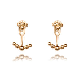 Silver Earrings Ear Jacket Earrings - Beads 14*10mm - Gold Plated and Rhodium Silver