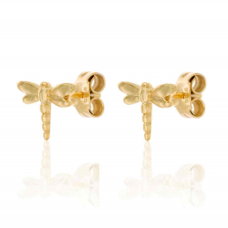 Pendiente Plata Lisa Pendientes Libélula  - 7*9 mm - Bañado Oro y Plata Rodiada