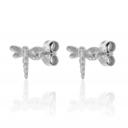 Pendiente Plata Lisa Pendientes Libélula  - 7*9 mm - Bañado Oro y Plata Rodiada