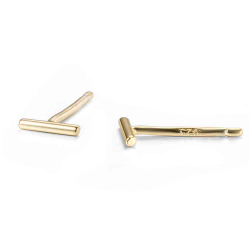  Bar Earrings -  6 mm - Gold Plated