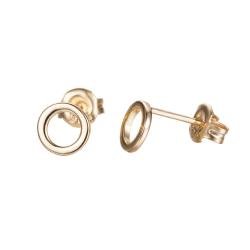 Pendiente Plata Lisa Pendientes Circulo - 6 mm - Bañado Oro y Plata Rodiada