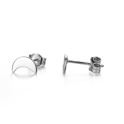 Pendiente Plata Lisa Pendientes Luna - 7*5 mm - Bañado Oro y Plata Rodiada