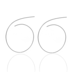Silver Earrings Open Hoop Earrings - 30 mm