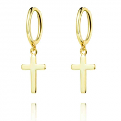 Ohrringe Glattes Silber Ohrringe Kreuz - Reif 11 mm - Vergoldet und rhodiniertes Silber