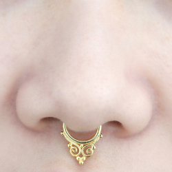 Silver Earrings Septum Piercing - 15mm - Gold Plated and Rhodium Silver
