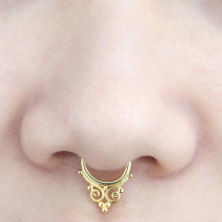 Pendiente Plata Lisa Piercing Septum - 15 mm - Bañado Oro y Plata Rodiada