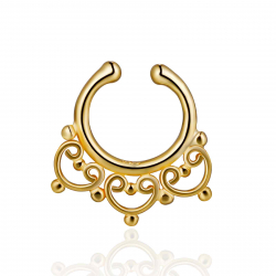 Silver Earrings Septum Piercing - Flower 15mm - Gold Plated and Rhodium Silver