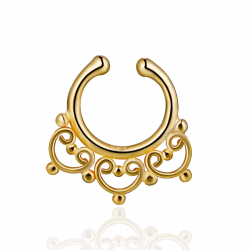 Pendiente Plata Lisa Piercing Septum - Flor 15 mm - Bañado Oro y Plata Rodiada