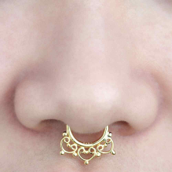 Silver Earrings Septum Piercing - Flower 15mm - Gold Plated and Rhodium Silver