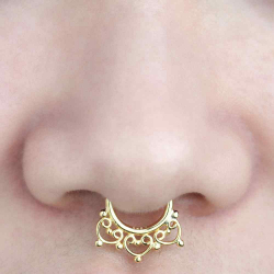 Pendiente Plata Lisa Piercing Septum - Flor 15 mm - Bañado Oro y Plata Rodiada