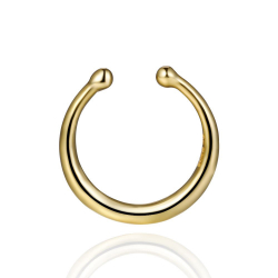 Pendiente Plata Lisa Piercing Septum - 12 mm - Bañado Oro y Plata Rodiada