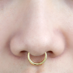 Pendiente Plata Lisa Piercing Septum - 12 mm - Bañado Oro y Plata Rodiada