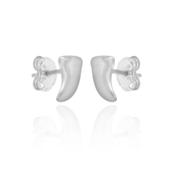 Pendiente Plata Lisa Pendientes Colmillo - 8 mm - Bañado Oro y Plata Rodiada