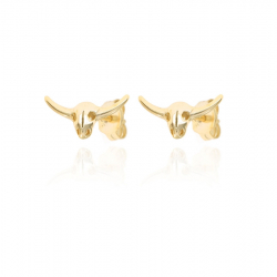 Ohrringe Glattes Silber Ohrringe Stierkopf - 10 mm - Vergoldet und Rhodiniertes Silber