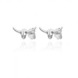 Ohrringe Glattes Silber Ohrringe Stierkopf - 10 mm - Vergoldet und Rhodiniertes Silber