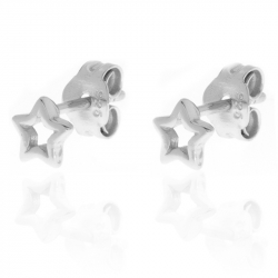Ohrringe Glattes Silber Ohrringe Stern - 5 mm - Vergoldet und Rhodiniertes Silber