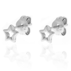 Pendiente Plata Lisa Pendientes Estrella - 5mm - Bañado Oro and Plata Rodiada