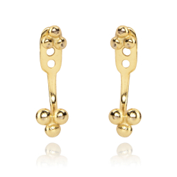 Pendiente Plata Lisa Pendientes Ear jacket - Bolas 17 mm - Bañado Oro y Plata Rodiada