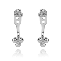 Boucles D'Oreilles Argent Lisse Boucles d'oreilles Earjacket - Boules 17 mm - Dorure Or et Argent Rhodié