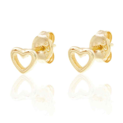 Pendiente Plata Lisa Pendientes Corazon - 5mm - Bañado Oro and Plata Rodiada