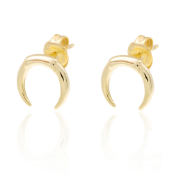 Silver Earrings Horn Earrings - 10 mm - Gold Plated y Rhodium Plata