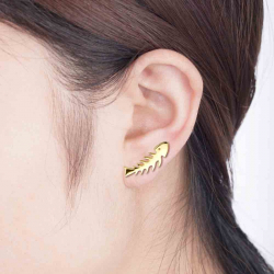 Silver Earrings Climbers Earrings - Fish 15 mm - Gold plated and Rhodium silver