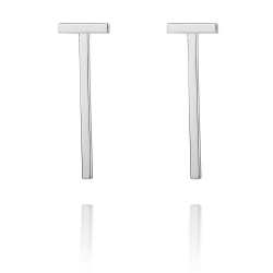 Boucles D'Oreilles Argent Lisse Boucles d'oreilles Bâton - 30 mm