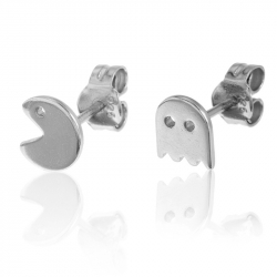 Ohrringe Glattes Silber Ohrringe Pac-Man - 6 mm
