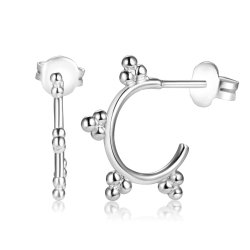 Silver Earrings Semi Aro Balls Earrings - 18 mm