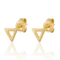 Silver Earrings Triangle Earrings - 5mm - Gold Plated and Rhodium Silver