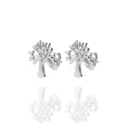 Silver Earrings Tree of Life Earrings - 11 * 10 mm - Gold Plated and Rhodium Silver