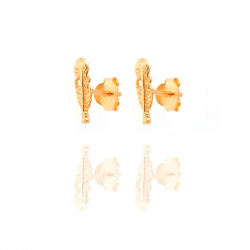 Ohrringe Glattes Silber Ohrringe Feder - 10 mm - Vergoldet und rhodiniertes Silber