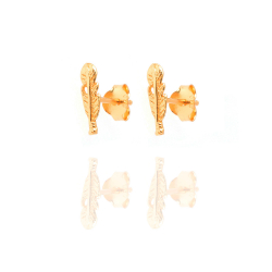 Pendiente Plata Lisa Pendientes Pluma - 10 mm - Bañado Oro y Plata Rodiada