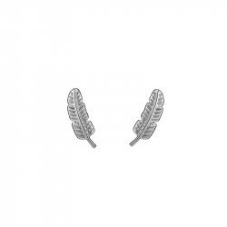 Ohrringe Glattes Silber Ohrringe Feder - 12 mm - Vergoldet und rhodiniertes Silber