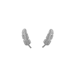 Silver Earrings Feather Earrings - 12 mm - Gold Plated y Rhodium Silver