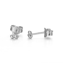 Boucles D'Oreilles Argent Lisse Boucles d'oreilles Boules - 3 boules 3 mm - Dorure Or et Argent Rhodié