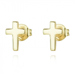 Silver Earrings Cross Earrings - 8*5 mm - Gold Plated and Rhodium Silver