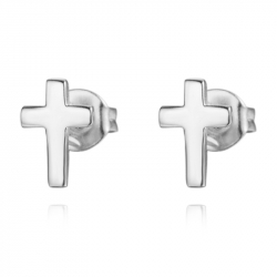 Ohrringe Glattes Silber Ohrringe Kreuz - 8 x 5 mm - Vergoldet und rhodiniertes Silber