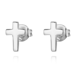 Silver Earrings Cross Earrings - 8*5 mm - Gold Plated and Rhodium Silver