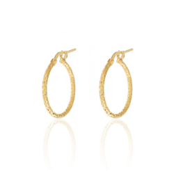 Silver Earrings Hoop Earrings - 17, 22, 33 mm Diamond Cut - Gold Plated and Rhodium Silver